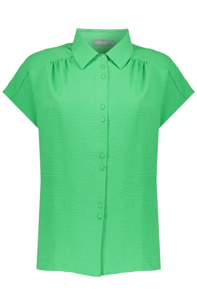 GESTRUCTUREERDE BLOUSE MET KORTE MOUWEN 53145 21 GREEN
